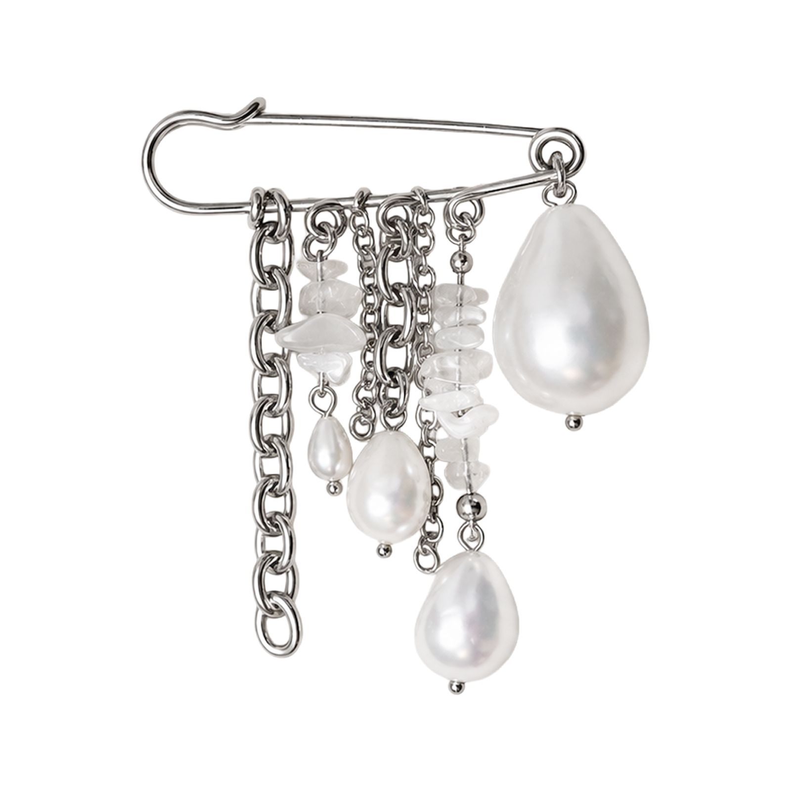 Kirei Fragment — Sculptural Pearl & Quartz Brooch