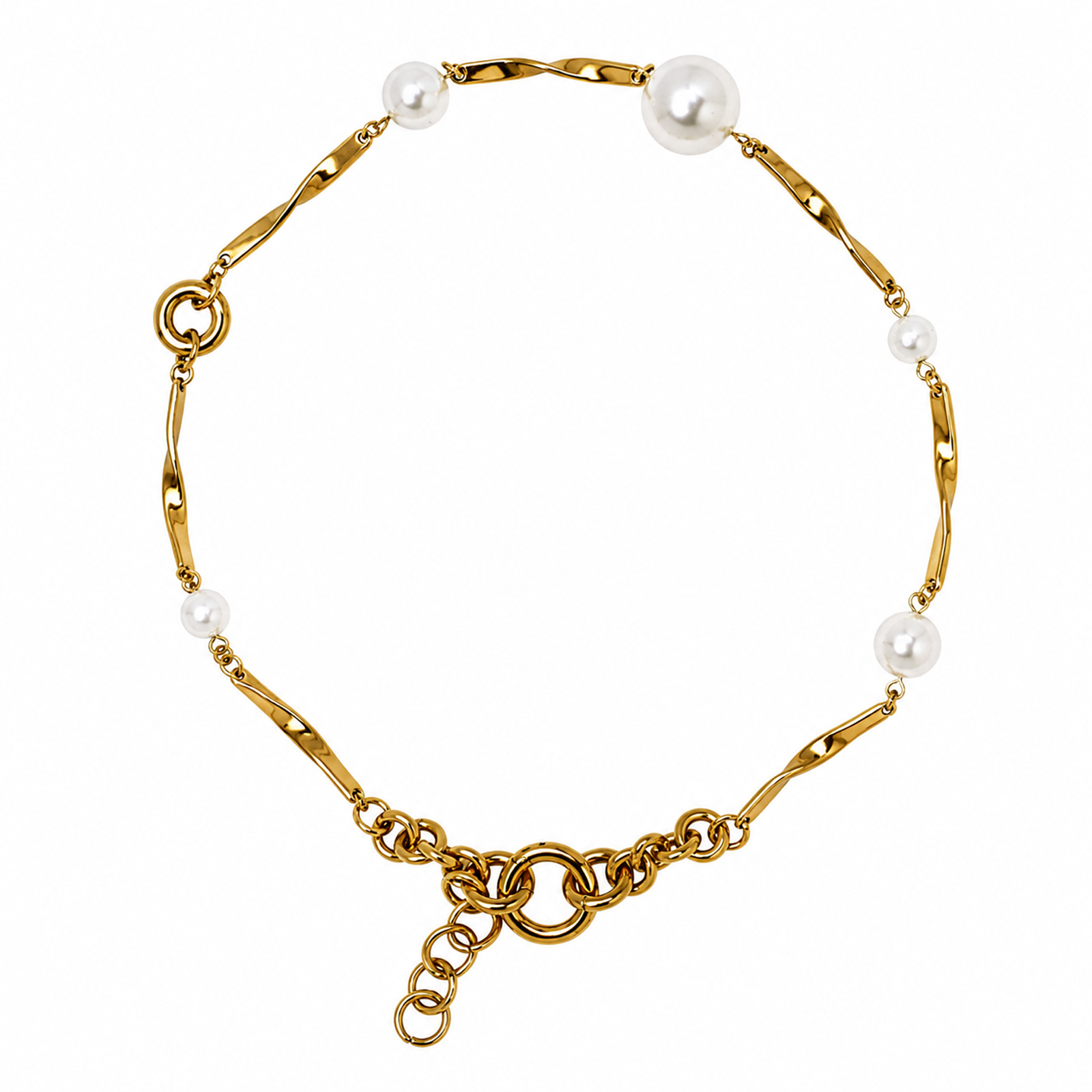 Kirei Arc — Contemporary Gold-Tone Pearl Necklace