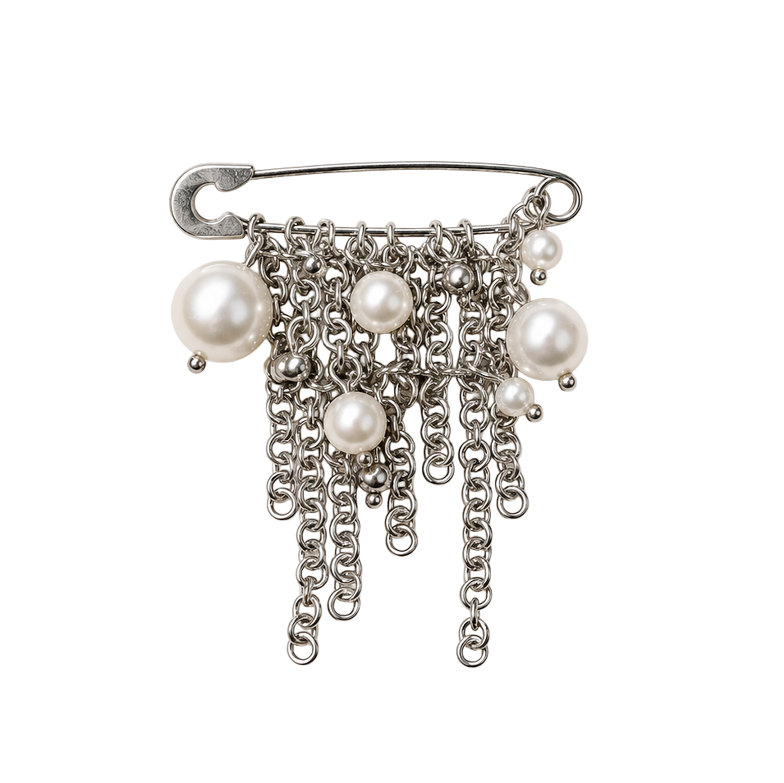 Kirei Mass — Sculptural Pearl & Chain Brooch